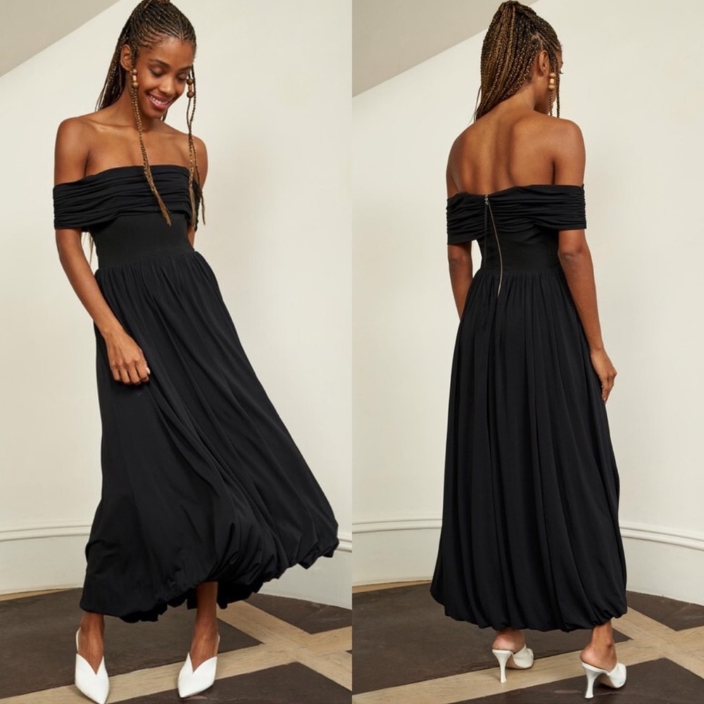 La Ligne Black Off-Shoulder Midi Dress NWT